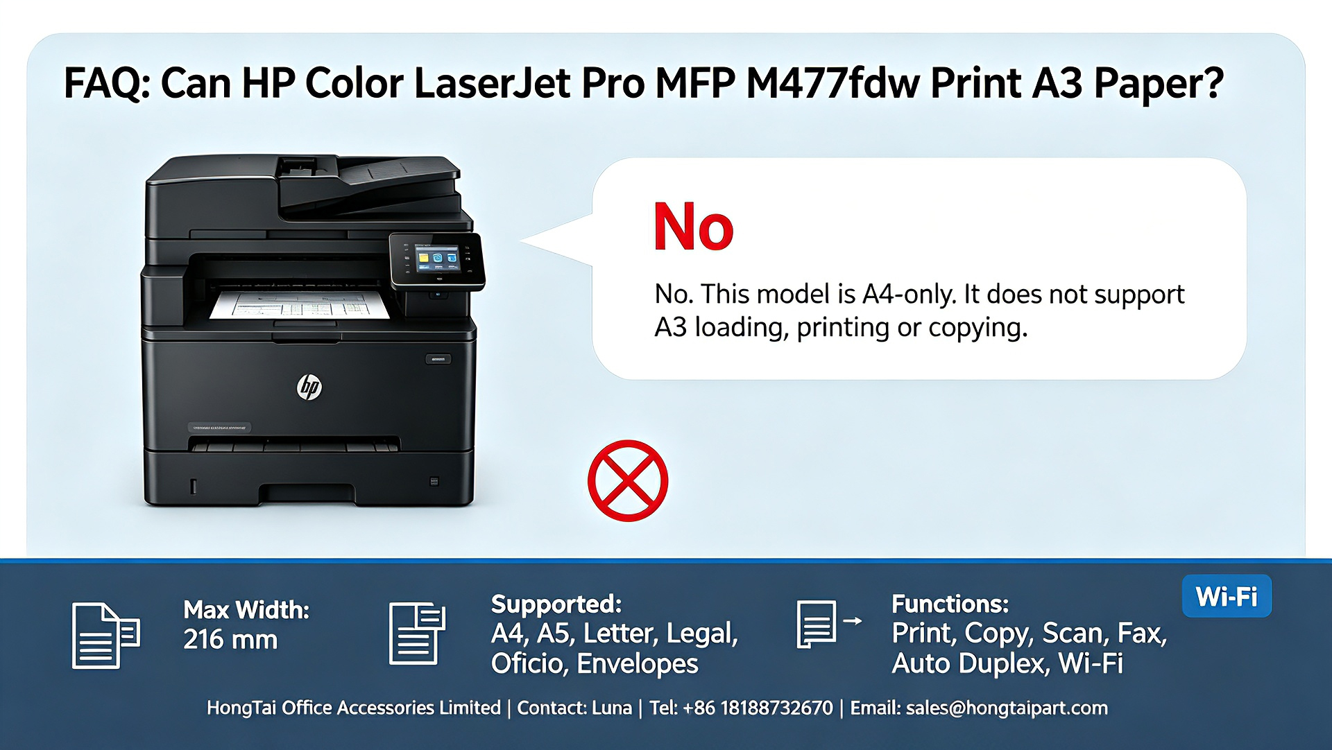 Blog công ty mới nhất về HP Color LaserJet Pro MFP M477fdw A3 Printing: Does M477fdw Support A3 Paper Size