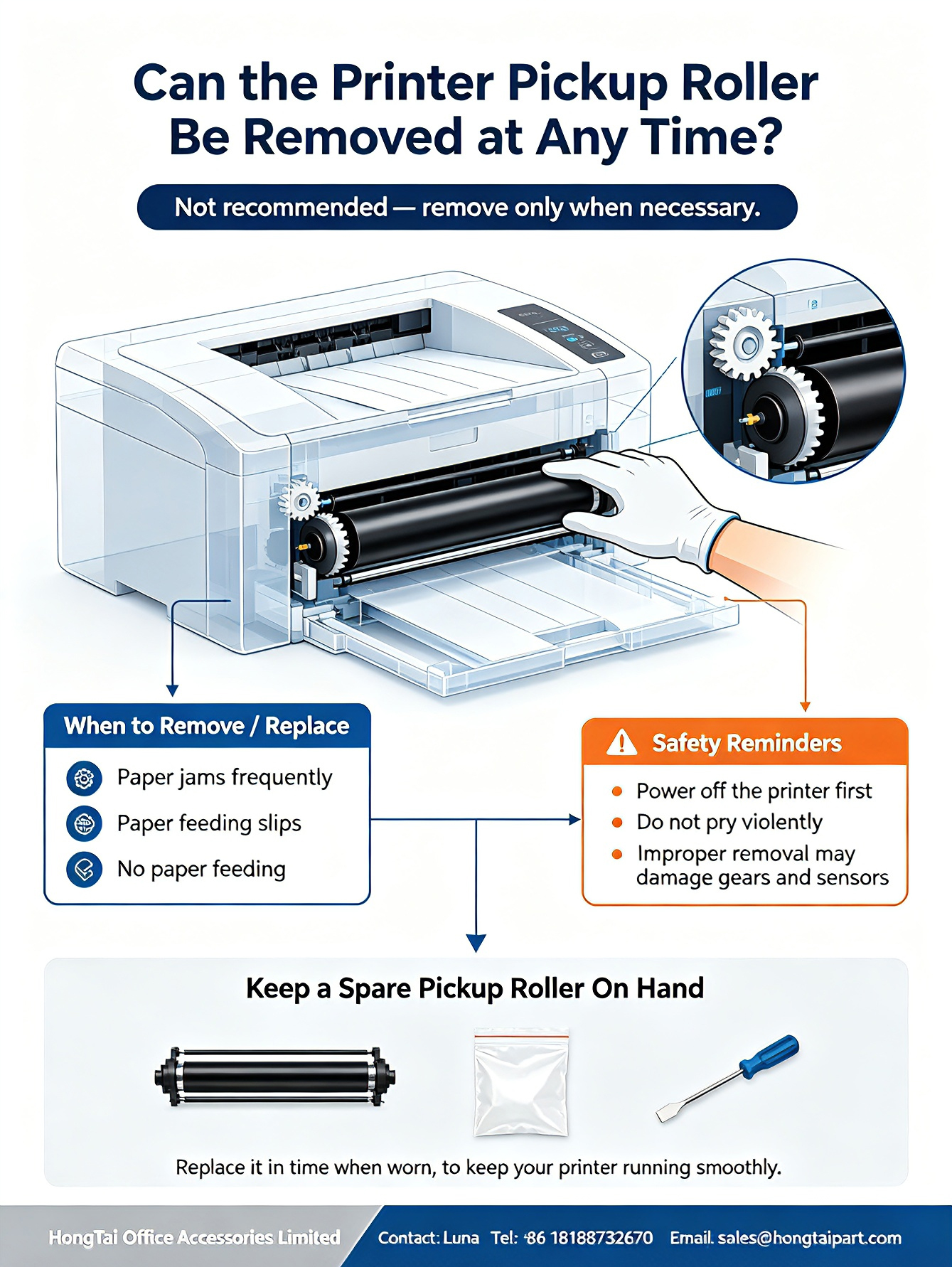 Blog công ty mới nhất về Can Printer Pickup Roller Be Removed At Any Time? Maintenance Guide